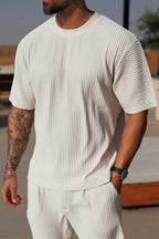 Pleated Men's T-Shirt with Breathable Fabric | Lightweight Summer Essential for Comfort