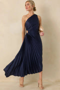 Women's Poetic Charm Navy Blue Asymmetric One Shoulder Maxi Dress | 100% Polyester 0