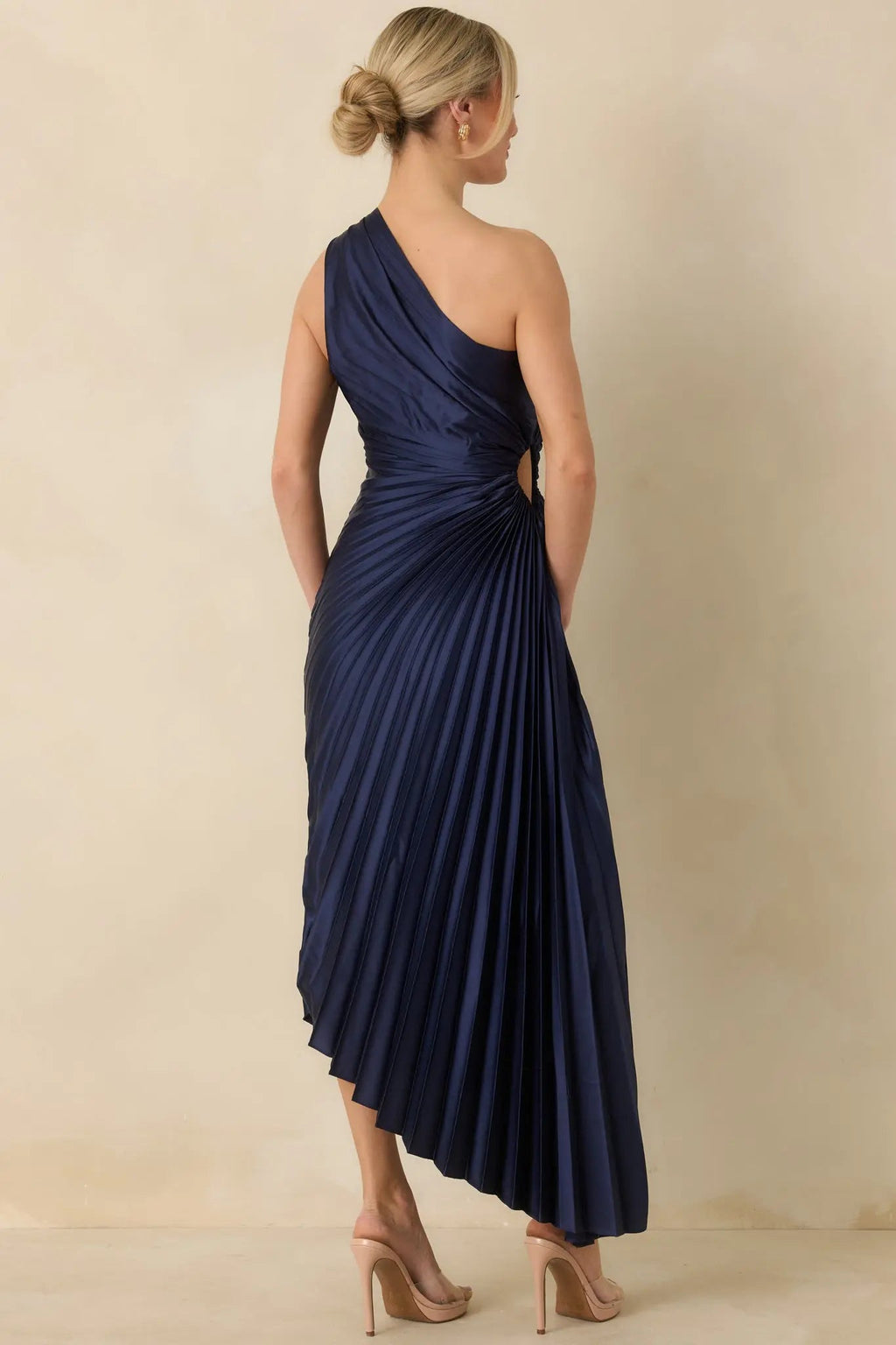Women's Poetic Charm Navy Blue Asymmetric One Shoulder Maxi Dress | 100% Polyester 6