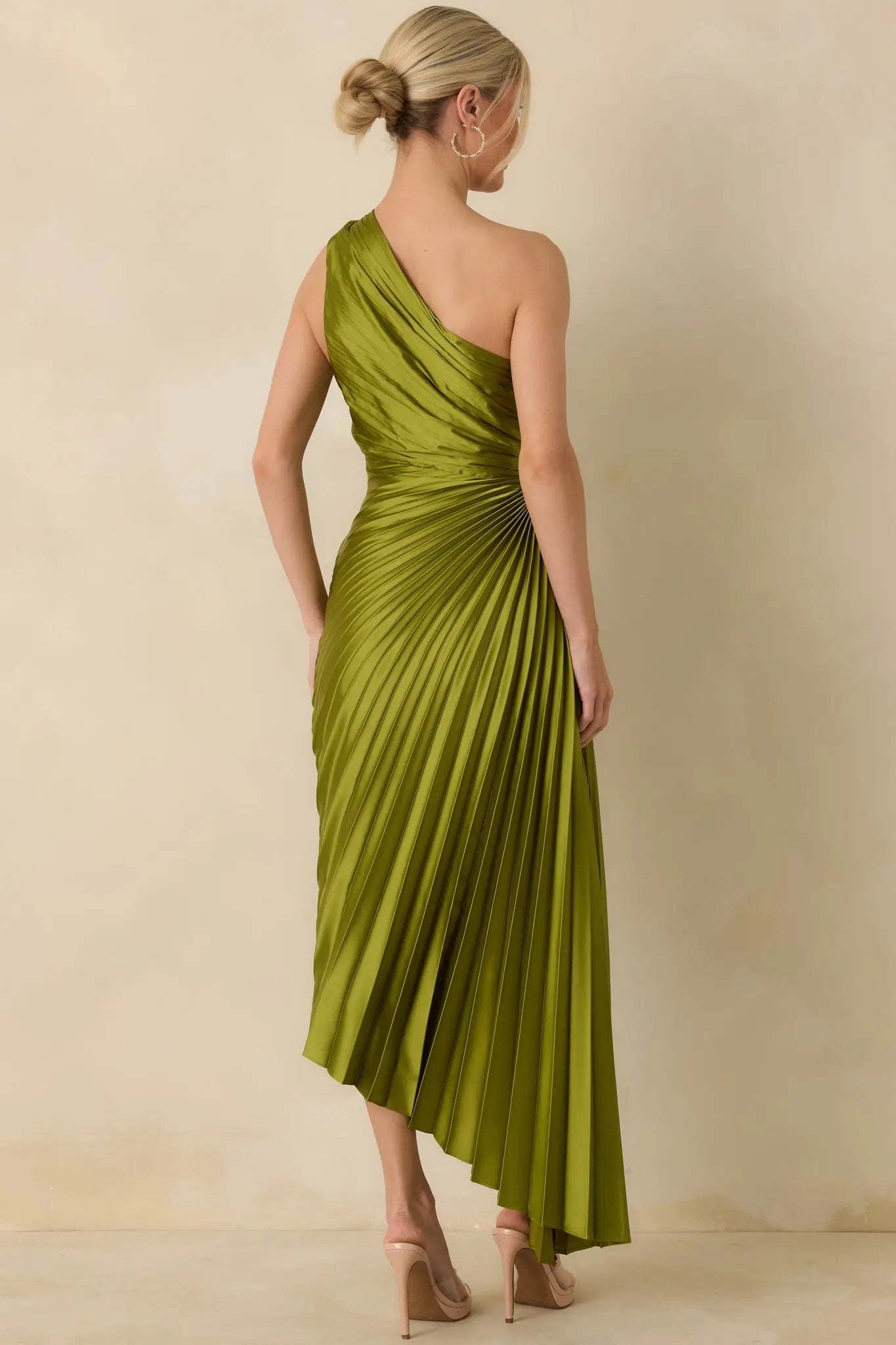 Women's Poetic Charm Olive Green Asymmetric One Shoulder Maxi Dress | 100% Polyester 6