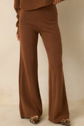 Women's Polished Path Brown Knit Wide Leg Pants | 50% Viscose 0
