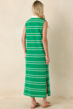 Women's Polished Play Green Stripe Cotton Sleeveless Maxi Dress | 100% Cotton Contrast: 85% Cotton & 15% Polyester 6