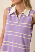 Women's Polished Play Lavender Stripe Cotton Sleeveless Maxi Dress | 100% Cotton Contrast: 85% Cotton & 15% Polyester 1