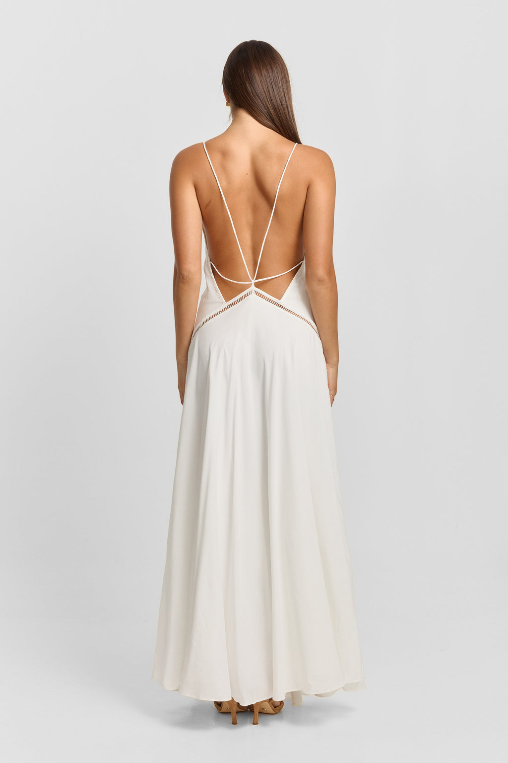 Posey Collection | White Maxi Dress with Romantic Lace Trims | Elegant Long Dress for Graceful Movement