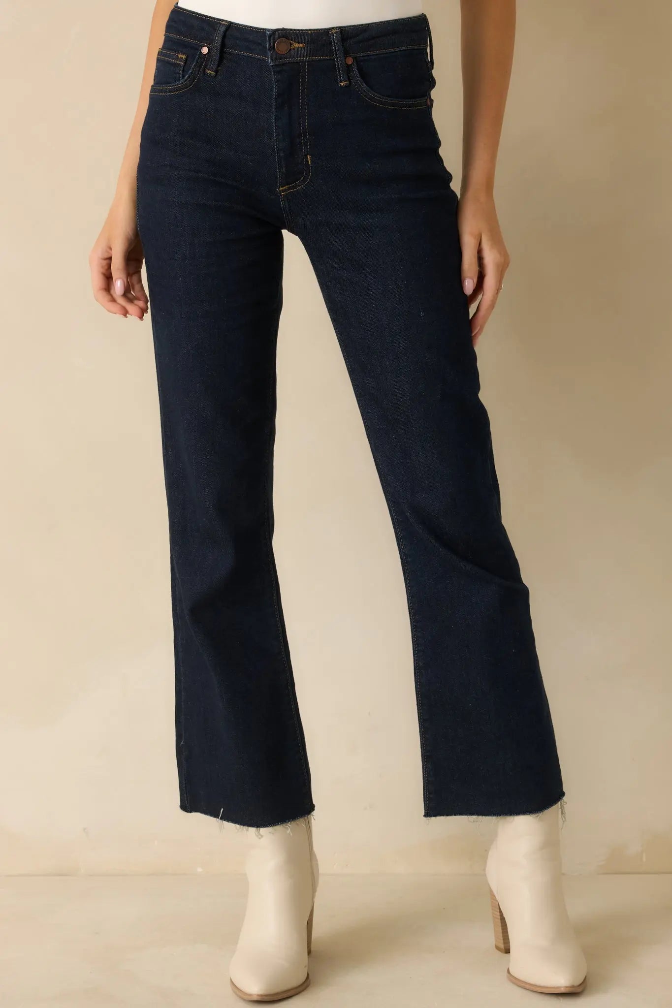 Women's Power Curve Dark Wash Cropped Flare Jeans | 96% Cotton 0