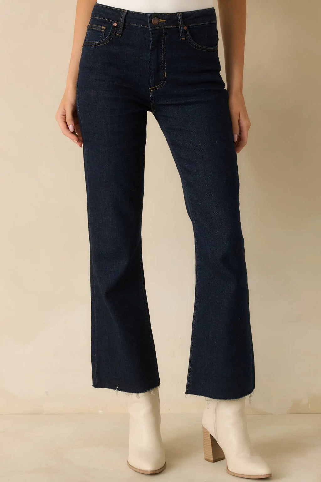 Women's Power Curve Dark Wash Cropped Flare Jeans | 96% Cotton 3