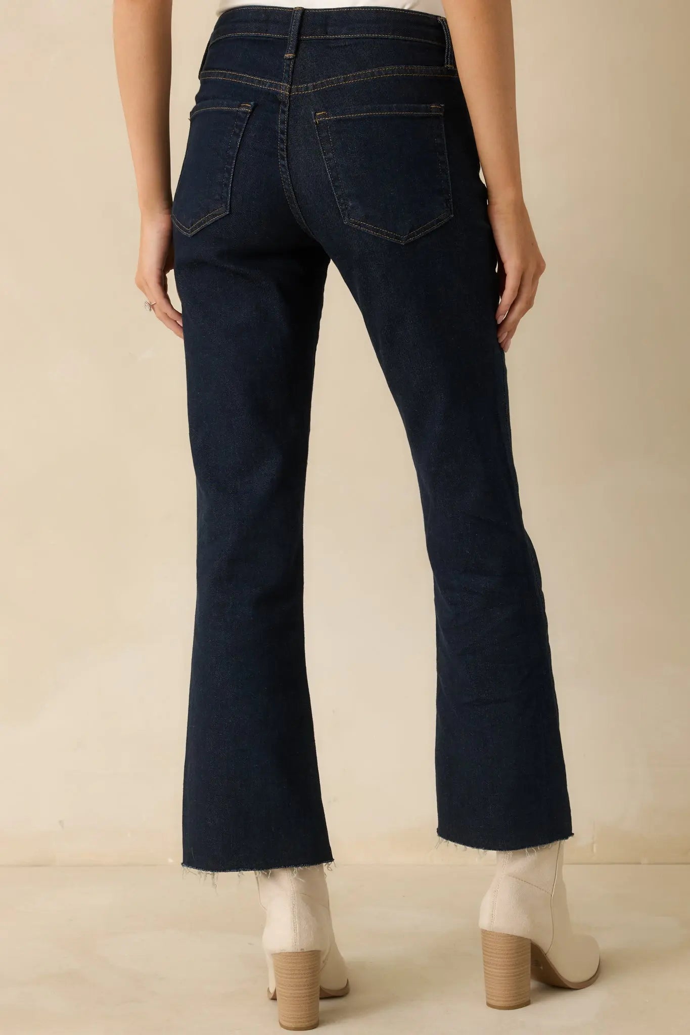Women's Power Curve Dark Wash Cropped Flare Jeans | 96% Cotton 6
