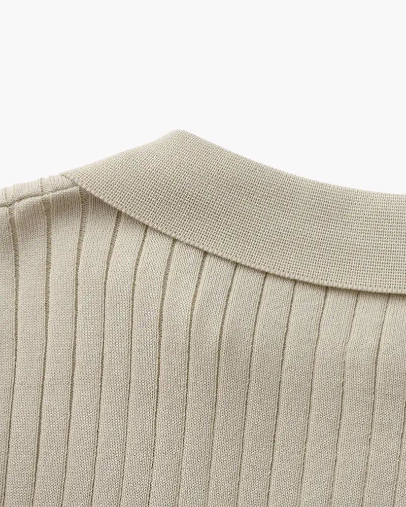 Women's Premium Ribbed Polo | Premium knitted fabric with a ribbed texture 6