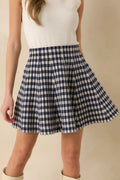 Women's Prepped For Anything Navy Blue Gingham Knit Mini Skirt | 100% Polyester 0