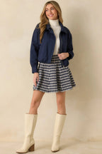 Women's Prepped For Anything Navy Blue Gingham Knit Mini Skirt | 100% Polyester 1