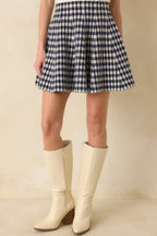 Women's Prepped For Anything Navy Blue Gingham Knit Mini Skirt | 100% Polyester 2
