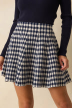 Women's Prepped For Anything Navy Blue Gingham Knit Mini Skirt | 100% Polyester 3