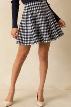 Women's Prepped For Anything Navy Blue Gingham Knit Mini Skirt | 100% Polyester 7
