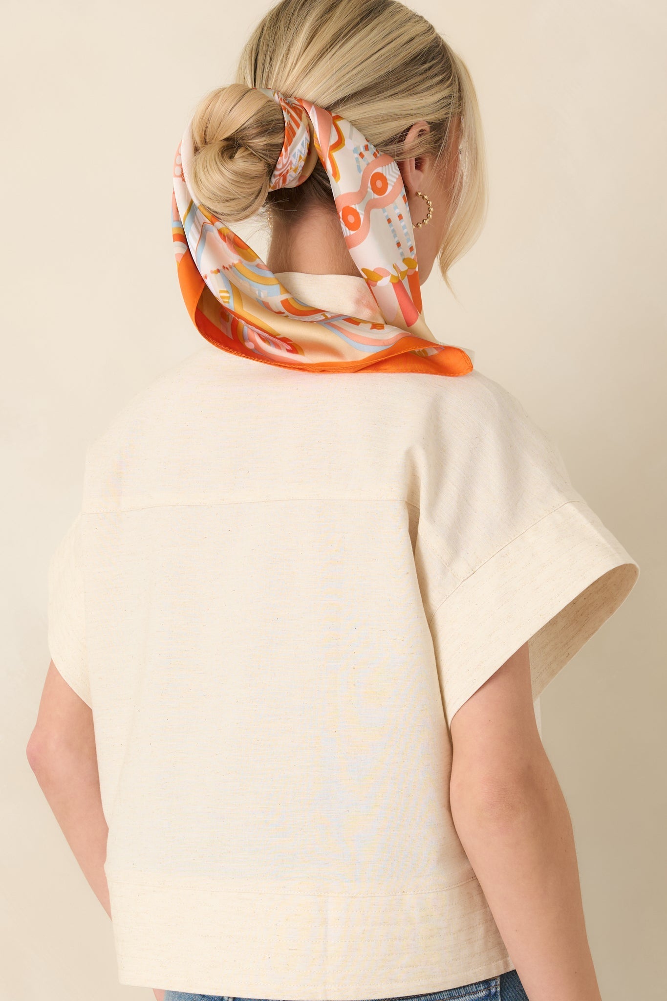 Women's Pretty In Power Natural Cotton Linen Button-Front Mock Neck Top | 80% Cotton & 20% Linen 7