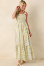 Women's Pretty Unbothered Yellow Multi Floral Cotton Tiered Maxi Dress | 100% Cotton 4