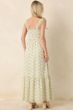 Women's Pretty Unbothered Yellow Multi Floral Cotton Tiered Maxi Dress | 100% Cotton 6