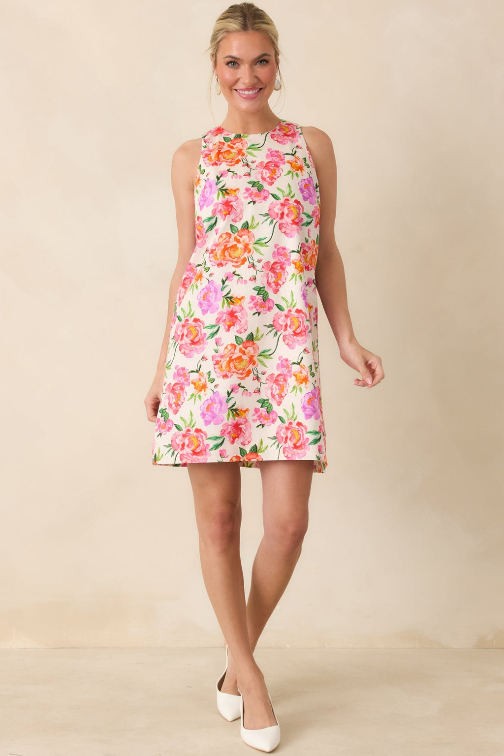 Women's Prosperina Claire Pink Multi Floral Cotton Bow Back Dress | 100% Cotton 1