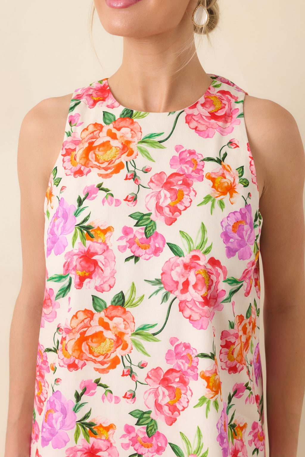 Women's Prosperina Claire Pink Multi Floral Cotton Bow Back Dress | 100% Cotton 2