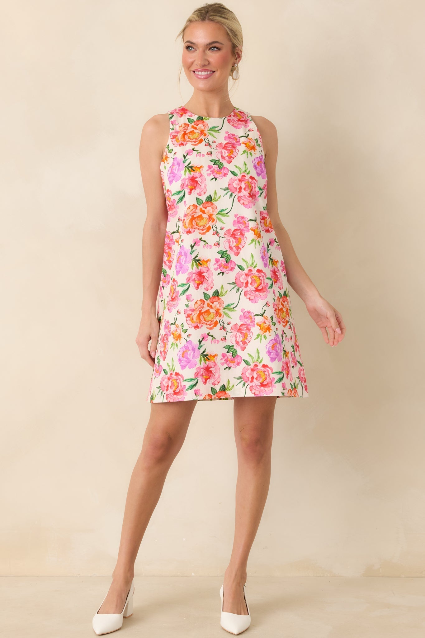 Women's Prosperina Claire Pink Multi Floral Cotton Bow Back Dress | 100% Cotton 5