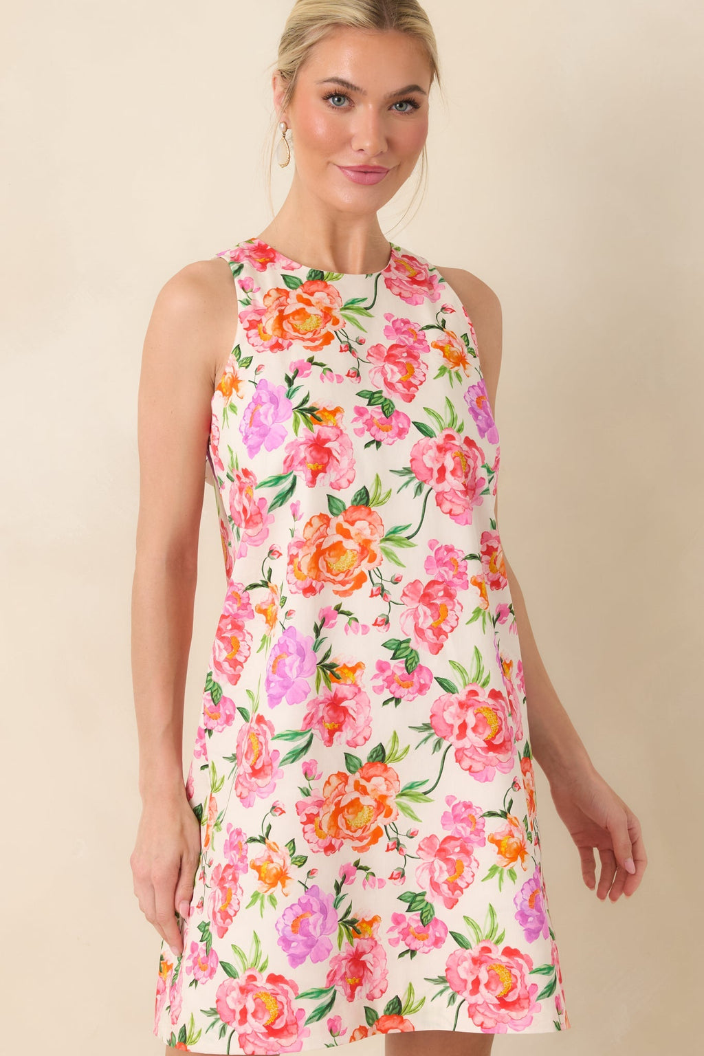 Women's Prosperina Claire Pink Multi Floral Cotton Bow Back Dress | 100% Cotton 6