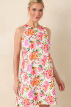 Women's Prosperina Claire Pink Multi Floral Cotton Bow Back Dress | 100% Cotton 6