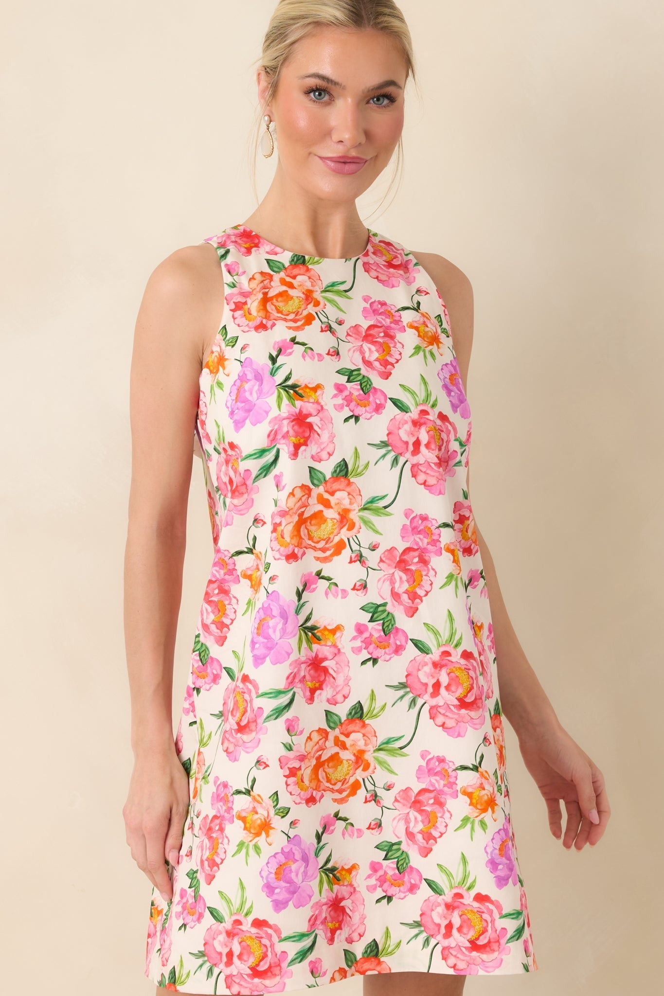 Women's Prosperina Claire Pink Multi Floral Cotton Bow Back Dress | 100% Cotton 6