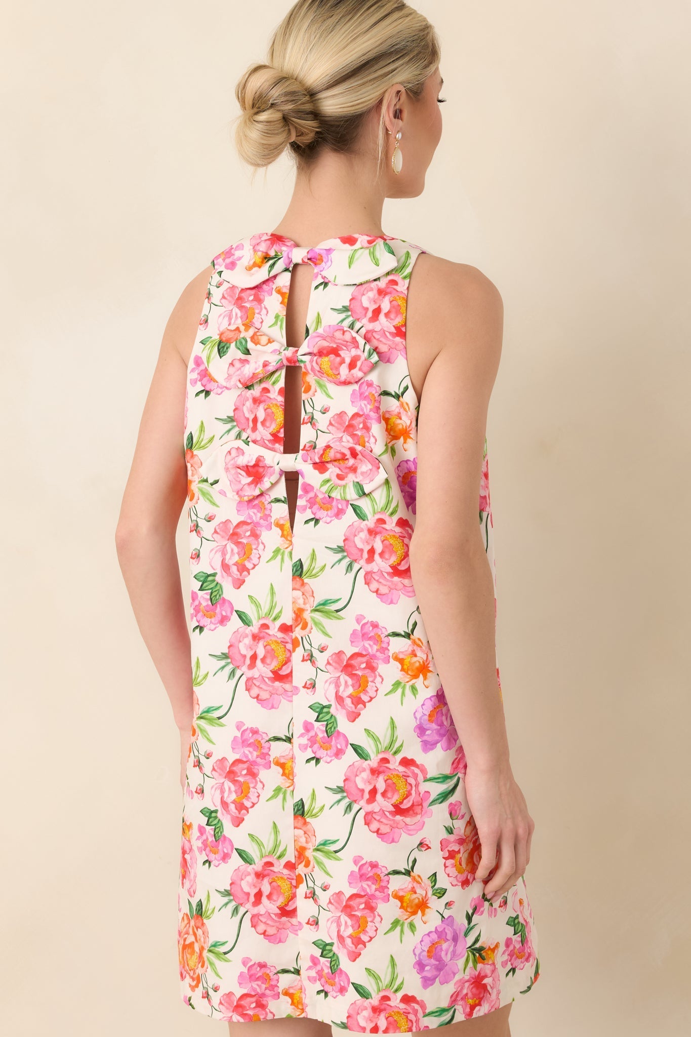 Women's Prosperina Claire Pink Multi Floral Cotton Bow Back Dress | 100% Cotton 7