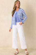 Women's Prosperina Kennedy Sky Blue Stripe Cotton Cardigan | 100% Cotton 1