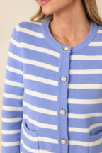 Women's Prosperina Kennedy Sky Blue Stripe Cotton Cardigan | 100% Cotton 2