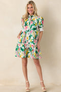 Women's Prosperina Rayne Green & Pink Multi Floral Cotton Mini Dress | 100% Cotton 0