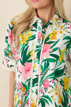Women's Prosperina Rayne Green & Pink Multi Floral Cotton Mini Dress | 100% Cotton 1
