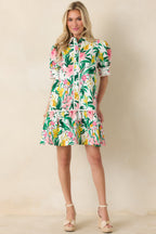Women's Prosperina Rayne Green & Pink Multi Floral Cotton Mini Dress | 100% Cotton 2
