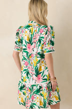 Women's Prosperina Rayne Green & Pink Multi Floral Cotton Mini Dress | 100% Cotton 6