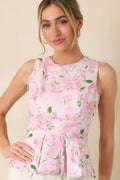 Women's Prosperina Sabine Blue & Pink Cotton Reversible Peplum Top | Self A: 97% Cotton & 3% Spandex 0