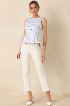 Women's Prosperina Sabine Blue & Pink Cotton Reversible Peplum Top | Self A: 97% Cotton & 3% Spandex 1