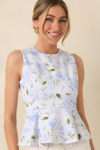 Women's Prosperina Sabine Blue & Pink Cotton Reversible Peplum Top | Self A: 97% Cotton & 3% Spandex 6