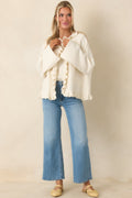 Women's Prosperina Sabrina Ivory Ruffle Cardigan | 65% Polyester 0