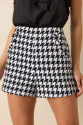 Women's Prosperina Sylvie Black & White Houndstooth Shorts | 100% Polyester 0