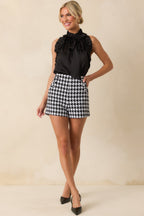 Women's Prosperina Sylvie Black & White Houndstooth Shorts | 100% Polyester 1