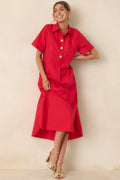 Women's Read The Signs Red Short Sleeve Maxi Dress | 80% Polyester & 20% Cotton 0