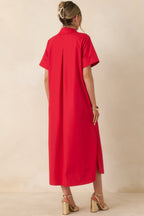 Women's Read The Signs Red Short Sleeve Maxi Dress | 80% Polyester & 20% Cotton 6