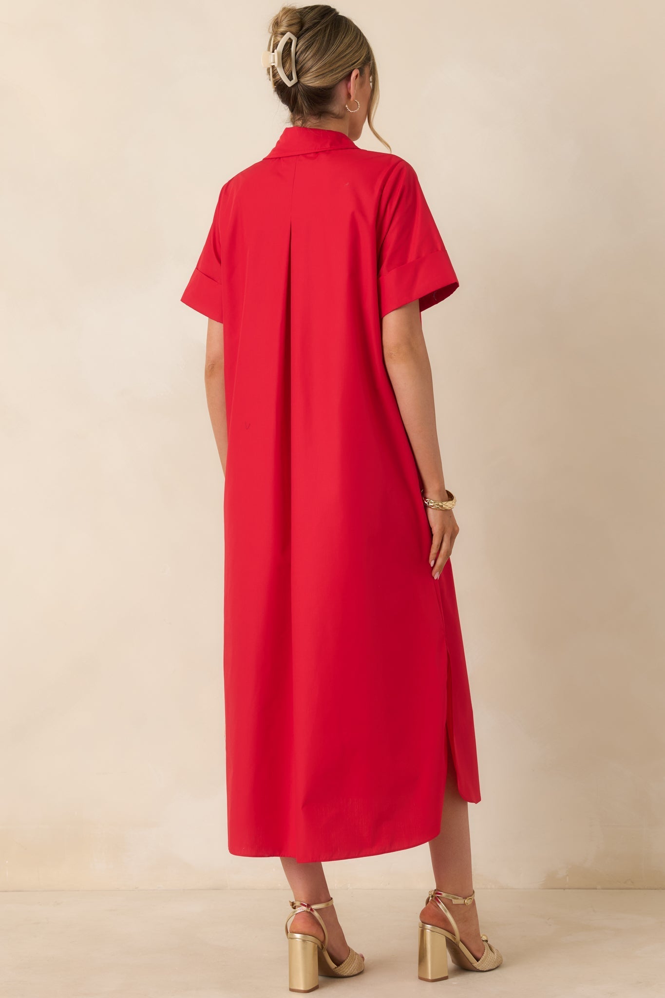 Women's Read The Signs Red Short Sleeve Maxi Dress | 80% Polyester & 20% Cotton 6