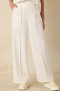 Women's Ready to Jet Cloud White Knit High-Waisted Wide-Leg Pants | 55% Rayon 0