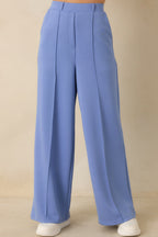 Women's Ready to Jet Horizon Blue Knit High-Waisted Wide-Leg Pants | 55% Rayon 0