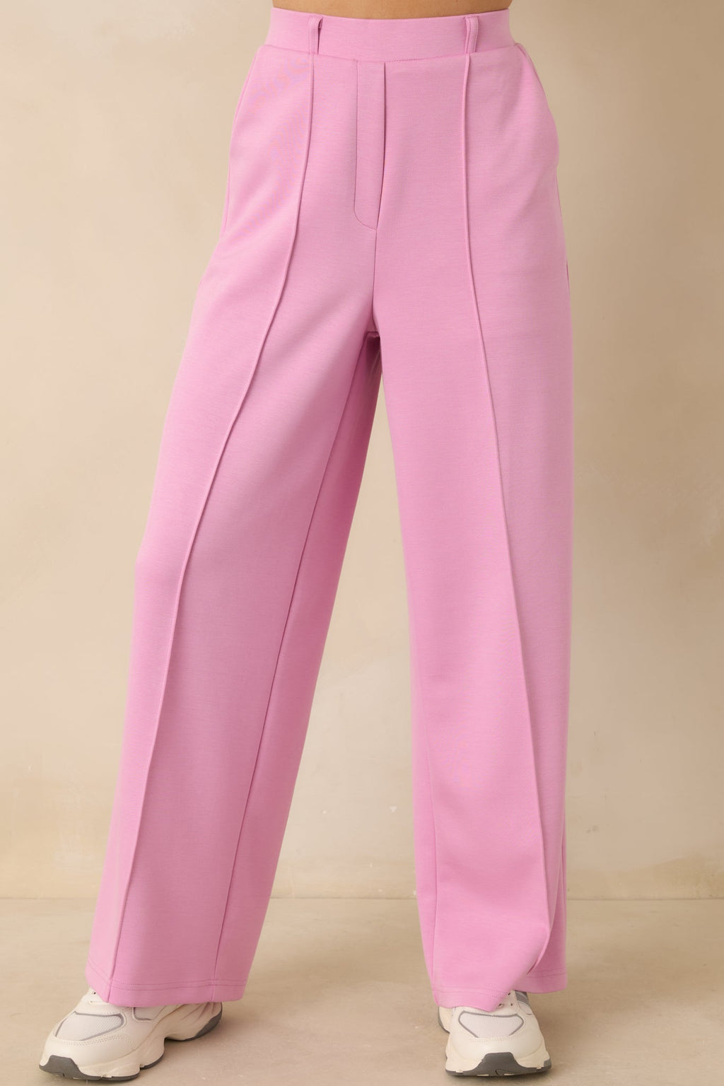 Women's Ready to Jet Petal Pink Knit High-Waisted Wide-Leg Pants | 55% Rayon 0