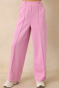 Women's Ready to Jet Petal Pink Knit High-Waisted Wide-Leg Pants | 55% Rayon 0