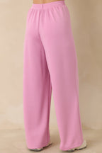 Women's Ready to Jet Petal Pink Knit High-Waisted Wide-Leg Pants | 55% Rayon 4