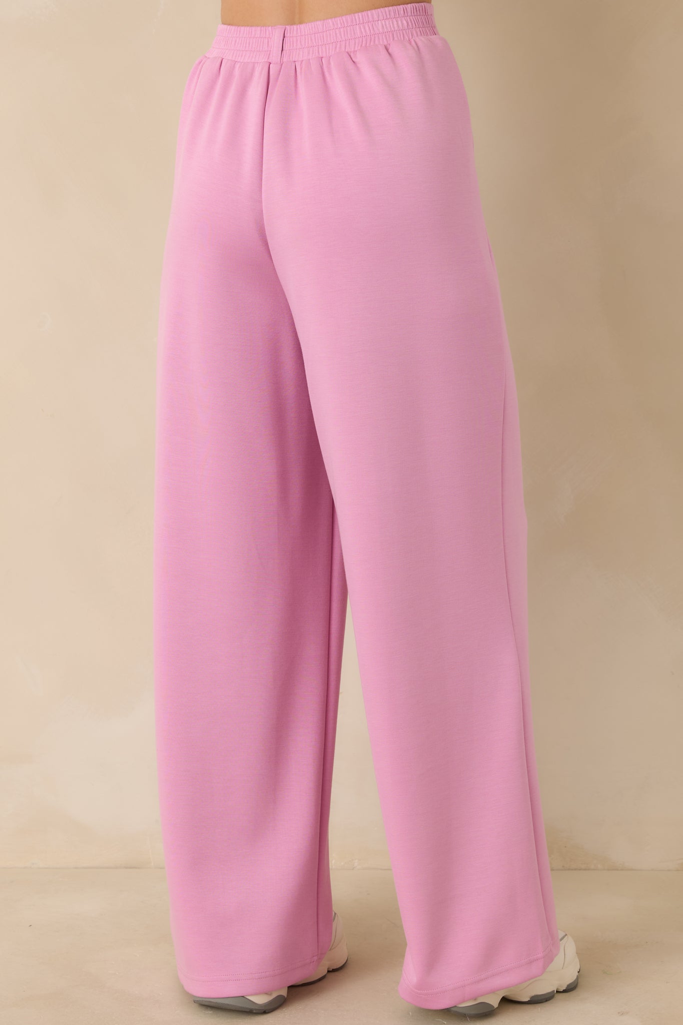 Women's Ready to Jet Petal Pink Knit High-Waisted Wide-Leg Pants | 55% Rayon 4