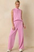 Women's Ready to Jet Petal Pink Sleeveless Mock Neck Tank Top | 55% Rayon 0