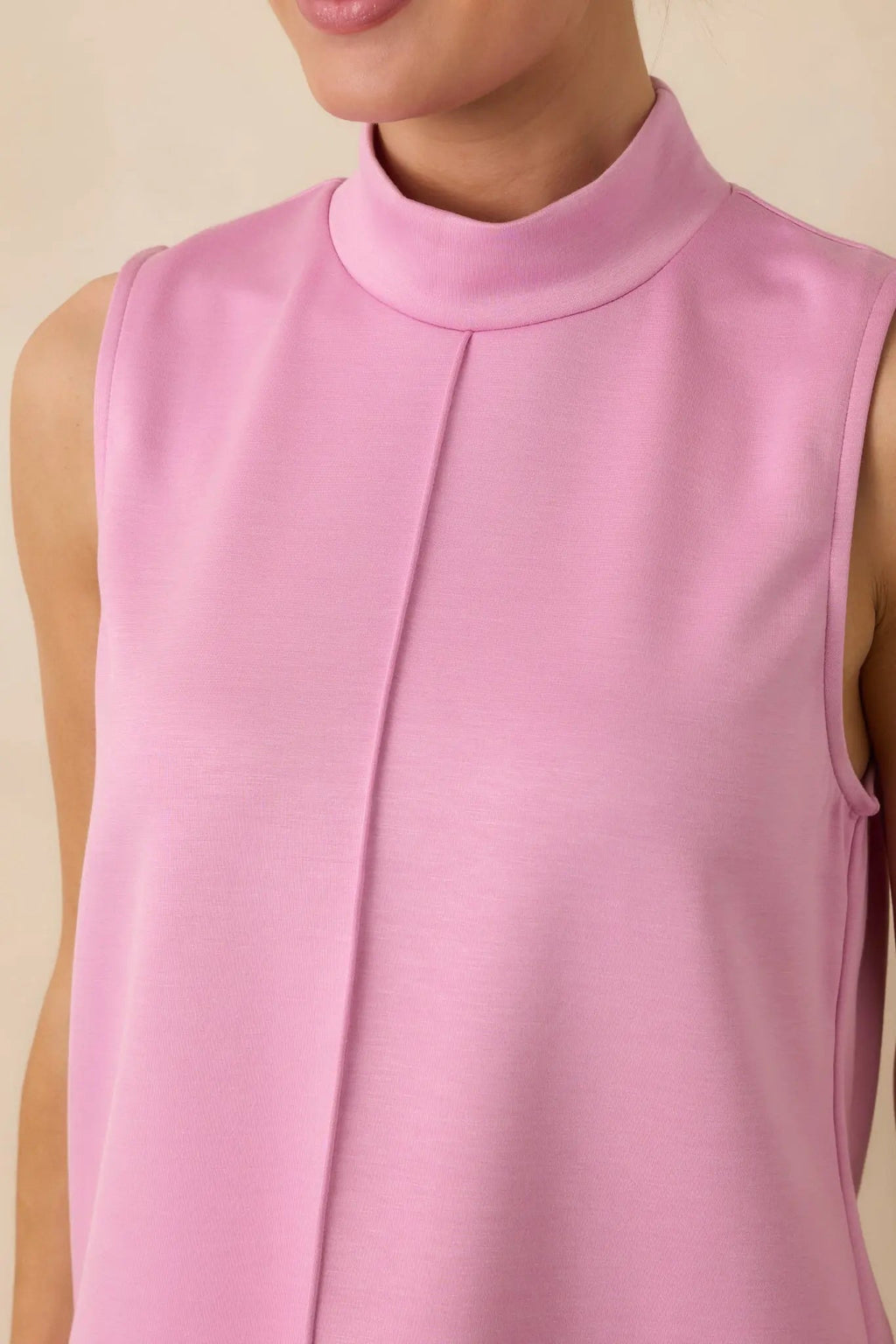 Women's Ready to Jet Petal Pink Sleeveless Mock Neck Tank Top | 55% Rayon 2